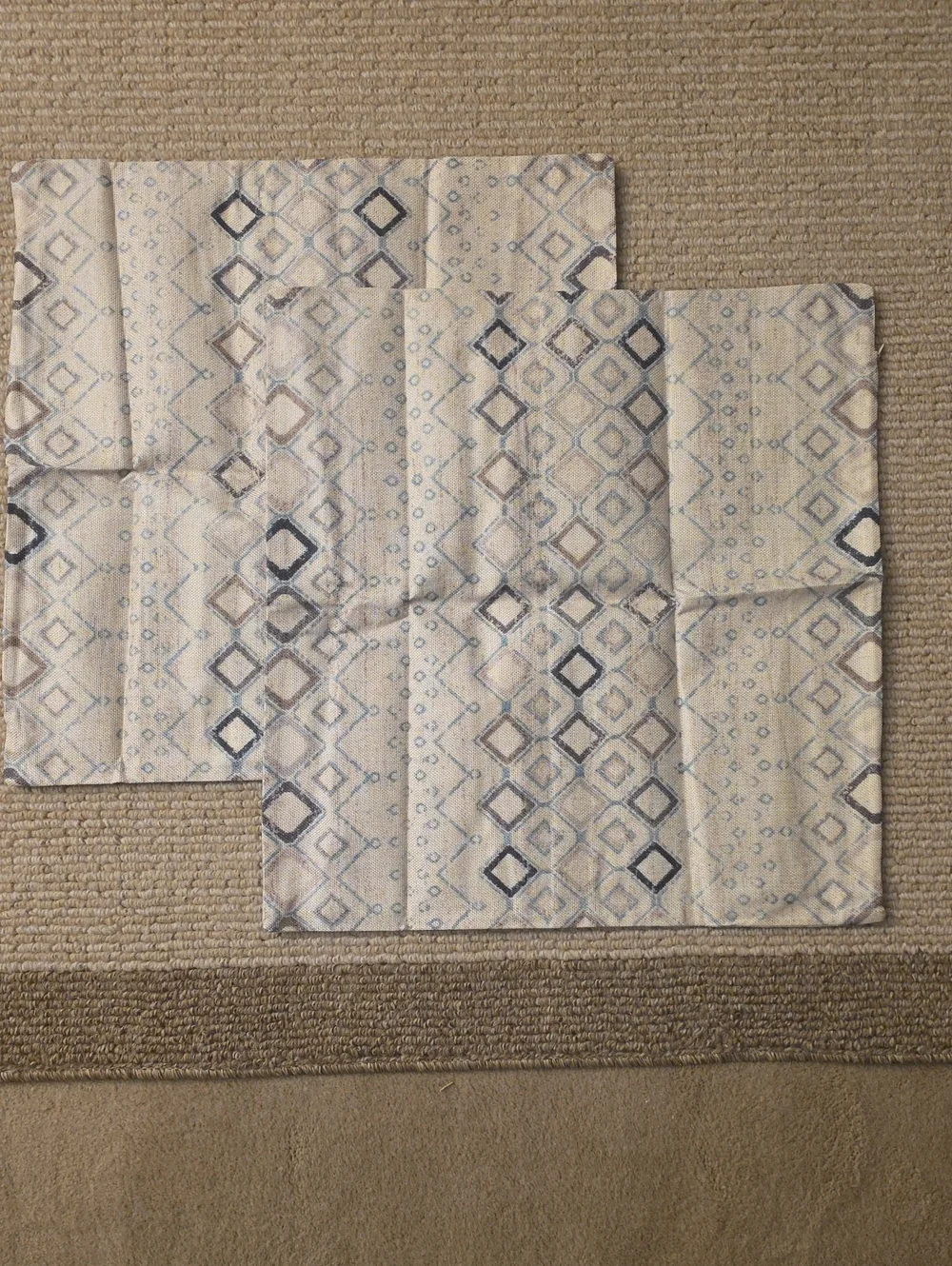 Geometric Pattern Placemat Set - Neutral Blue & Beige